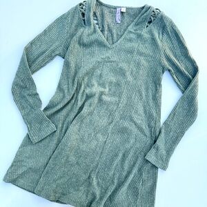 Ayla Green Knitted Sweater Dress, XS